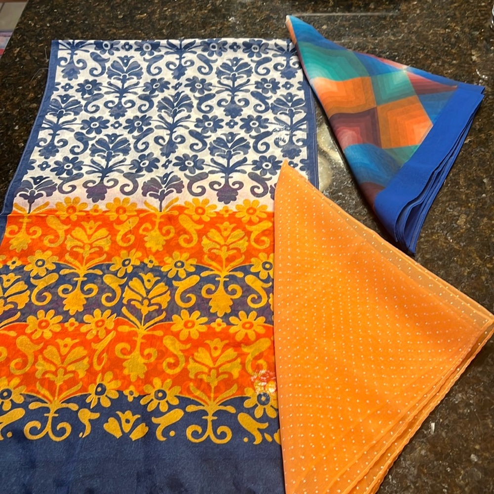 VTG Lot of Beautiful Scarves in Blue & Orange